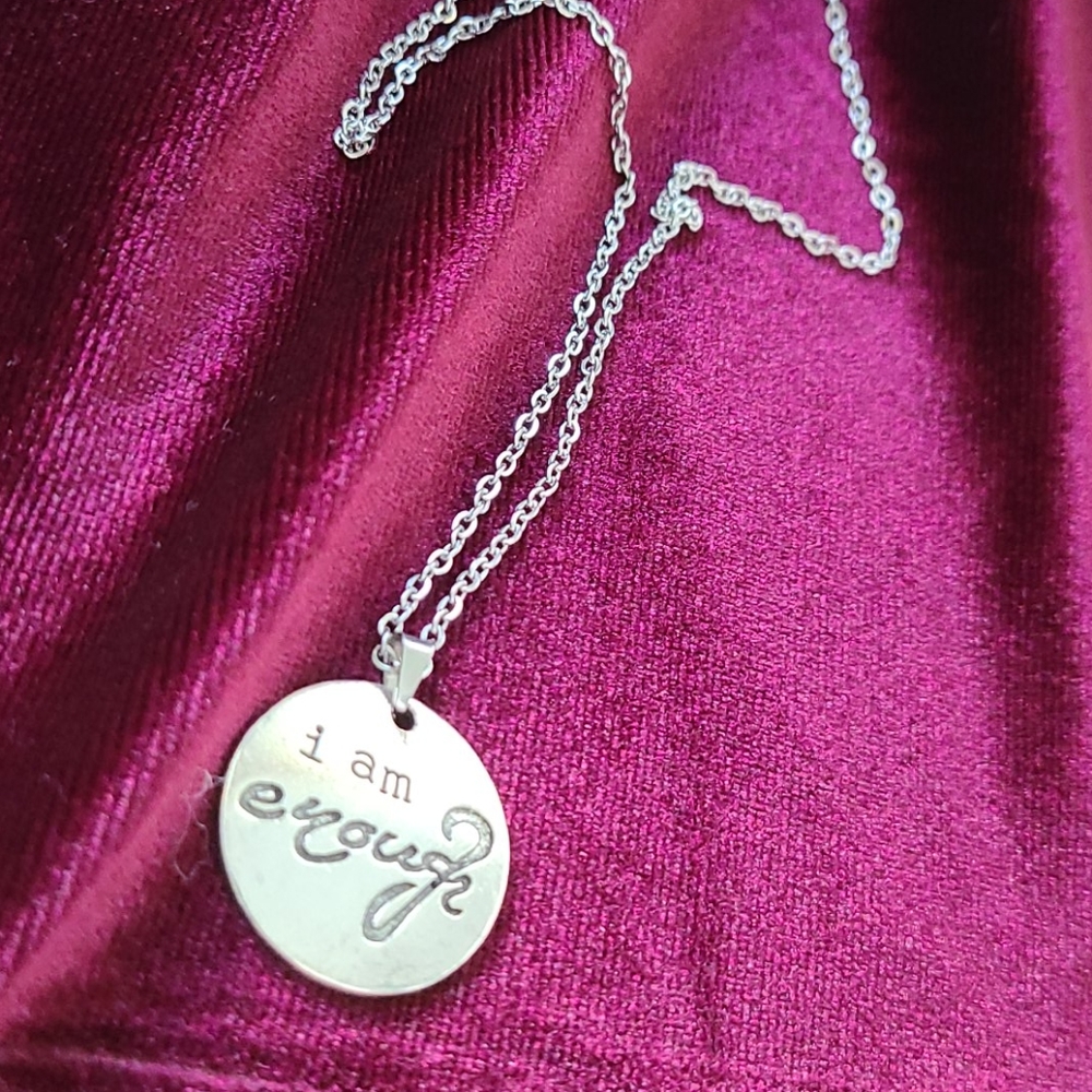 Sterling silver I am enough necklace empowered woman fashion girl